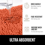 GORILLA GRIP Plush Absorbent Shaggy Chenille Bath Rug Mat for Square Toilet Base with Rubber Backing, Machine Washable Rugs, Soft Microfiber Contour Mats for Toilets, Bathroom Decor, Coral