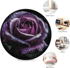 Washable Non-Slip Round Rug Purple Rose Pattern, Perfect for Home Decor Indoor/Outdoor Use, Ideal for Living Room, Bedroom, Dorm Room, Office, and Dining Room.