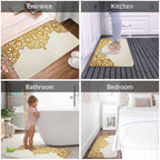 Floral Border Bath Rugs Microfiber Bathroom Mat Soft Plush Shaggy Shower Mat for Bathroom Fluffy Comfortable Water Absorbent Carpet Non-Slip Machine Washable 16"X24"