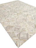 Premium Diamond Patterned Leather Area Rug - 2.5X8 ft - White- Luxury Non Slip Floor Accent for Dining Room, Living Room, Entryway, Elegant Collection Indoor Carpet