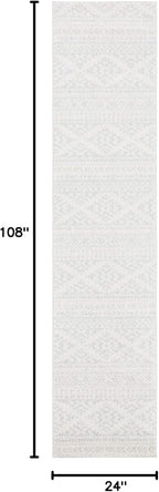 SAFAVIEH Tulum Collection Runner Rug - 2' x 9', Ivory & Light Grey, Moroccan Boho Tribal Design, Non-Shedding & Easy to Clean, Ideal for Living Room, Hallway, Foyer, Entryway, Bedroom (TUL272G)