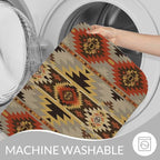 Geometric Pattern Bath Rugs American Navajo Style Aztec Microfiber Bathroom Mat Soft Plush Shaggy Shower Mat for Bathroom Fluffy Comfortable Water Absorbent Carpet Non-Slip Machine Washable 16"X24"