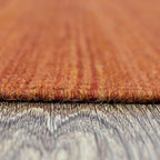 Rugsotic Carpets Hand Woven Flat Weave Kilim Wool ECO-Friendly Area Rugs - 8'x8', Square Shape, Dark Orange Color, Solid Plain Design, Low Pile Handmade Rugs for Living Room, Bed Room (D00111)