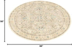 RUGGABLE Washable Vintage Area Rug – Kamran Ivory Opal 8 ft Round, Stain-Resistant, Non-Slip – Large Machine Washable Rugs for Living Room, Bedroom, Hallway, Entryway & Office–with Standard Pad