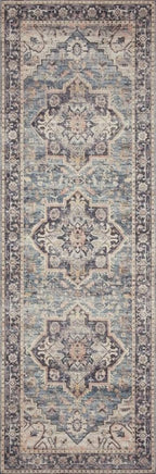 Loloi Hathaway Collection HTH-01 Navy/Multi 3'-6" x 5'-6", .25" Thick Accent Rug, Soft, Durable, Printed, Modern, Low Pile, Non-Shedding, Easy Clean, Living Room Rug