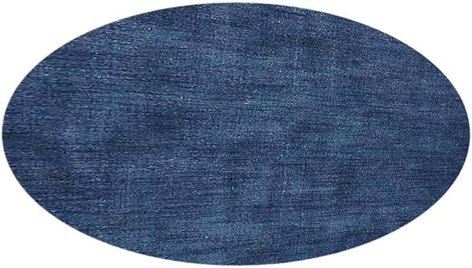 Hand Knotted Loom Wool ECO-Friendly Area Rugs - 6'x6', Round, Blue Color, Solid Plain Design, High Pile Thick Handmade Anti Skid Area Rugs for Living Room, Bed Room (L00111)