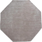 Hand Knotted Loom Wool ECO-Friendly Area Rugs - 6'x6', Octagon, Beige Color, Solid Plain Design, High Pile Thick Handmade Anti Skid Area Rugs for Living Room, Bed Room (L00111)
