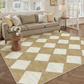 5x7 Checkered Area Rugs for Living Room Brown Machine Washable Large Rug Non-Slip Stain Resistant Low Pile Boho Accent Indoor Throw Carpet for Office Bedroom Dining Room Classroom