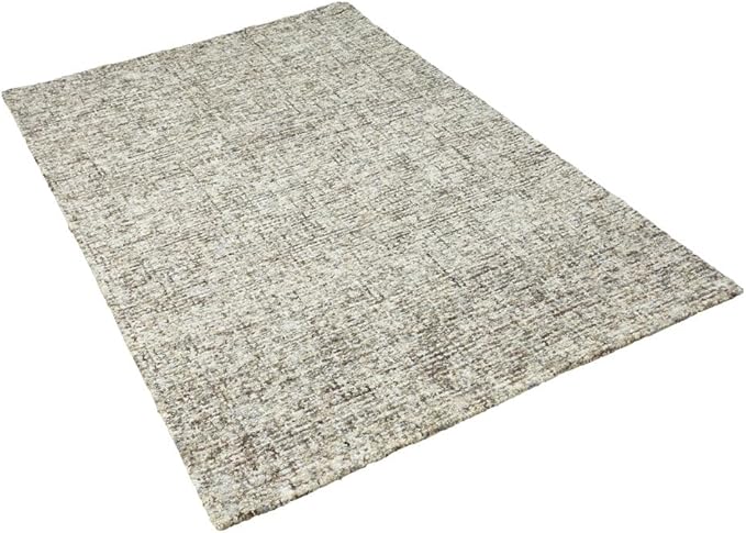 Hand Tufted Wool ECO-Friendly Area Rugs - 4'x6', Rectangle Shape, Dark Brown & Beige, Solid Plain Design, High Pile Handmade Area Rugs for Living Room, Bed Room (KWC111)