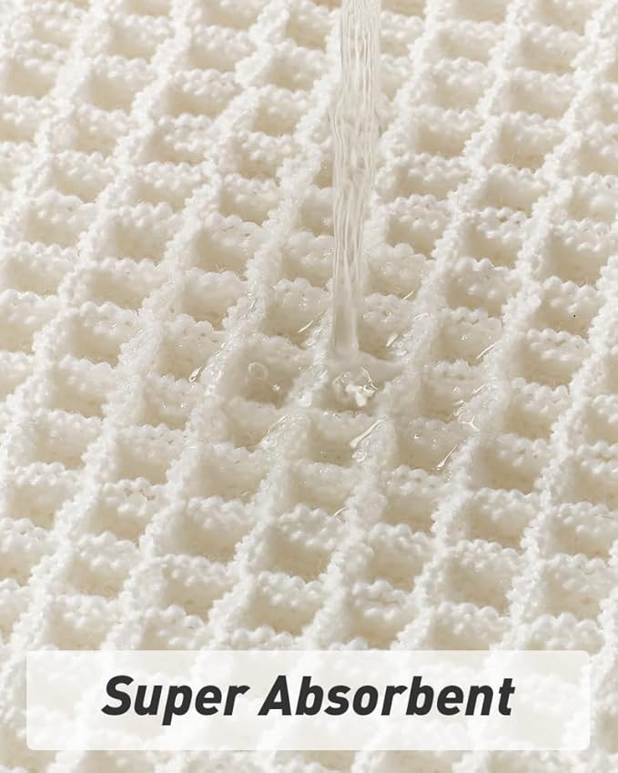 AMOAMI Waffle Runner Rug Super Absorbent Non Slip Bath Mats for Bathroom Floor, Machine Washable Boho Bathroom Runner Rug with Tassels, Ideal for Hallway Bedroom Laundry Room, 2'x 4'