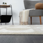 Abani Nuevo Collection Area Rug - Modern Geometric Beige/Cream Design - 6'x9' - Easy to Clean - Durable for Kids and Pets - Non-Shedding - Medium Pile - Soft Feel - for Living Room, Bedroom & Office