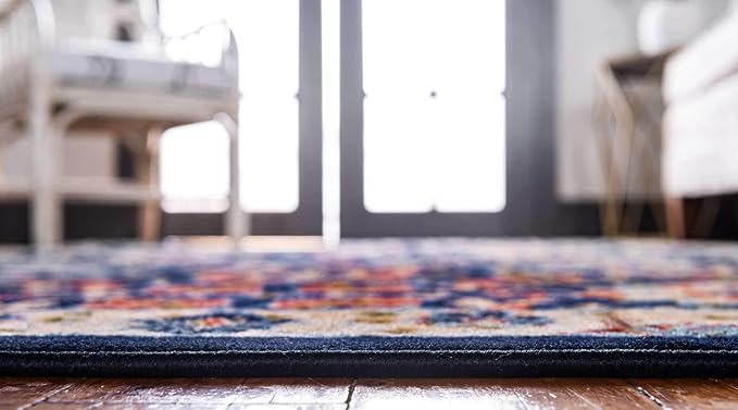 Unique Loom Espahan Collection Area Rug - Cape Cod (9'x 12' Rectangle, Navy Blue/ Black)