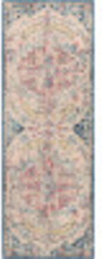Livabliss Area Rugs - 3x7 Odelia Vintage Boho Aqua Burgandy Blue Runner Area Rug for Living Room Bedroom - Floral Medallion Stain Resistant Carpet for Kitchen, Nursery, Office (2'7" x 7'3", Runner)