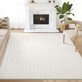 Abani Neutral Cream Area Rug 2' x 3' for Living Room, Bedroom - Tone-on-Tone Geometric Design - Durable & Easy to Clean
