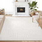 Abani Neutral Cream Area Rug 2' x 3' for Living Room, Bedroom - Tone-on-Tone Geometric Design - Durable & Easy to Clean