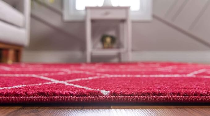 Unique Loom Trellis Frieze Collection Area Rug - Geometric (5' 1" x 8', Red/ Ivory)