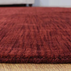 Hand Knotted Loom Wool ECO-Friendly Area Rugs - 6'x6', Octagon, Dark Red Color, Solid Plain Design, High Pile Handmade Anti Skid Area Rugs for Living Room, Bed Room (L00111)