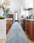 GLN Rugs Contemporary Collection - Machine Washable Area Rug, Contemporary Washable, Non Slip, Low Pile Chenille Rug, Living Room, Bedroom, Kitchen Rug (2'6" x 10' Blue Ivory)