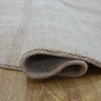 Hand Knotted Loom Wool ECO-Friendly Area Rugs - 6'x6', Round, Beige Color, Solid Plain Design, High Pile Thick Handmade Anti Skid Area Rugs for Living Room, Bed Room (L00111)