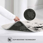 Cosmos Flowers Bath Mat for Bathroom Black and White Pattern Bath Rugs Door Mat Non Slip Rubber Backed Bathroom Floor Mat for Bathtub Sink Shower 20"X32"