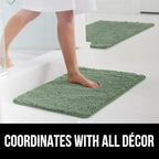 GORILLA GRIP Bath Rug Mat 36x24, Soft Absorbent Chenille, Quick Dry Microfiber Mats, Rubber Backing Washable Shower Floor Rugs, Bathmat Runner, US Designed Bathroom Home Decor Accessories Sage Green