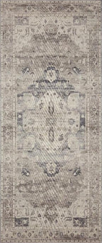 Loloi Hathaway Collection HTH-05 Steel/Ivory 2'-6" x 7'-6", .25" Thick Runner Rug, Soft, Durable, Printed, Modern, Low Pile, Non-Shedding, Easy Clean, Living Room Rug