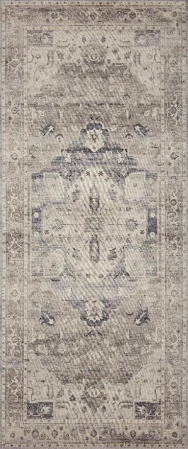 Loloi Hathaway Collection HTH-05 Steel/Ivory 2'-3" x 3'-9", .25" Thick Accent Rug, Soft, Durable, Printed, Modern, Low Pile, Non-Shedding, Easy Clean, Living Room Rug