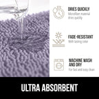 GORILLA GRIP Bath Rug Mat 60x24 Thick Soft Absorbent Chenille, Quick Dry Microfiber Mats, Rubber Backing Washable Shower Floor Rugs, Bathmat Runner Bathroom Home Decor Accessories Light Purple