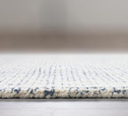 Hand-Tufted 100% Wool Pile Area Rug – Geometric Textured Grid Check Pattern – Thick and Durable Floor Carpet for Bedroom, Living Room, Kids Room, and Dining Area (Indigo Blue, 10' Round)