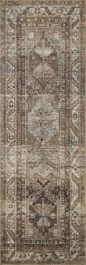 Loloi Amber Lewis Billie Collection, Clay & Sage 2'-6" x 9'-6" Area Rug – Antique & Distressed Accent Rugs for Living Room, Bedroom, Entryway & Hallway, No Shed High Traffic Area Home Decor Rug