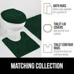 GORILLA GRIP Plush Absorbent Shaggy Chenille Bath Rug Mat for Square Toilet Base with Rubber Backing, Machine Washable Rugs, Soft Microfiber Contour Mats for Toilets, Bathroom Decor, Hunter