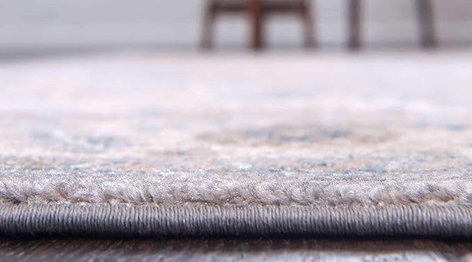 Unique Loom Salzburg Collection Classic Traditional Design Oriental Inspired Border Area Rug (7' 0 x 10' 0 Rectangular, Gray/Beige)