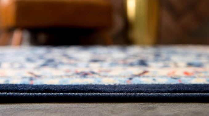 Unique Loom Sialk Hill Collection Area Rug - Washington (9' 10" x 13' Rectangle Navy Blue/Cream)
