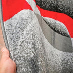 2305 Gray Black Red White Swirls 6'5 x 9'2 Modern Abstract Area Rug Carpet