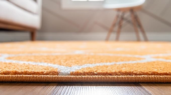 Rugs.com Lattice Frieze Collection Rug – 2' x 8' 8 Runner Orange Medium Rug Perfect for Living Rooms, Large Dining Rooms, Open Floorplans