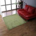 Hand Knotted Loom Wool ECO-Friendly Area Rugs - 6'x6', Square, Green Color, Solid Plain Design, High Pile Thick Handmade Anti Skid Area Rugs for Living Room, Bed Room (L00111)