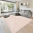 GLN Rugs Contemporary Collection - Machine Washable Area Rug, Contemporary Washable, Non Slip, Low Pile Chenille Rug, Living Room, Bedroom, Kitchen Rug (6' x 9' Orange Beige)