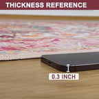 Beglad Large Vintage Area Rugs 6x9 for Living Room, Machine Washable Rugs - Low Pile Carptet, Soft Distressed Floral Rugs for Kitchen, Dining Room, Bedroom, Plum