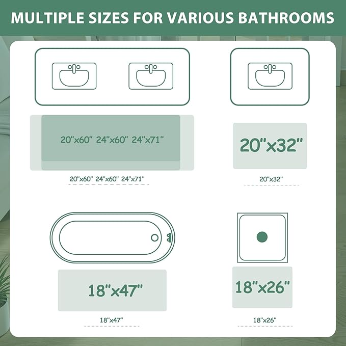 Uphome Bathroom Runner, Distressed Tribal Farmhouse Green Bathroom Mat, Large Bath Rugs Non Slip Washable, Oriental Retro Boho Bath Mat Runner for Bathtub Sink Laundry, 24x59 inch