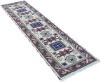 Hand Knotted Wool & Silk ECO-Friendly Oriental Area Rugs - 2'6''x10', Runner Shape, Cream Burgundy Color, Classic Oriental Traditional, Medium Pile Handmade Area Rugs (AF0102)