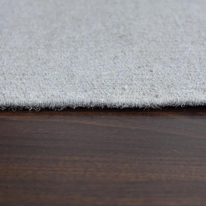 Rugsotic Carpets Hand Woven Flat Weave Kilim Wool ECO-Friendly Area Rugs - 4'x6', Rectangle Shape, Light Silver Color, Solid Plain Design, Low Pile Handmade Rugs for Living Room (D00111)