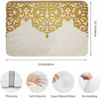 Floral Border Bath Rugs Microfiber Bathroom Mat Soft Plush Shaggy Shower Mat for Bathroom Fluffy Comfortable Water Absorbent Carpet Non-Slip Machine Washable 16"X24"