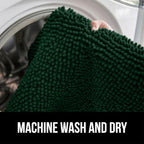GORILLA GRIP Plush Absorbent Shaggy Chenille Bath Rug Mat for Square Toilet Base with Rubber Backing, Machine Washable Rugs, Soft Microfiber Contour Mats for Toilets, Bathroom Decor, Hunter