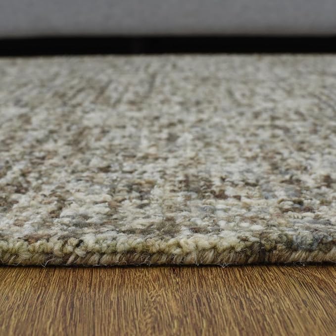 Hand Tufted Wool ECO-Friendly Area Rugs - 8'x10', Rectangle Shape, Dark Brown & Beige, Solid Plain Design, High Pile Handmade Area Rugs for Living Room, Bed Room (KWC111)