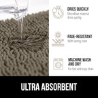 Gorilla Grip Shaggy Chenille Bath Rug Mat for Toilet Base, Machine Washable, Microfiber Dries Quickly, Plush Absorbent Contour Mats for Toilets, Bathroom Decor, Oval U-Shape, 22'' x 19'' x 15'', Latte