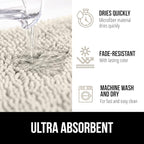 GORILLA GRIP Plush Absorbent Shaggy Chenille Bath Rug Mat for Square Toilet Base with Rubber Backing, Machine Washable Rugs, Soft Microfiber Contour Mats for Toilets, Bathroom Decor, Ivory