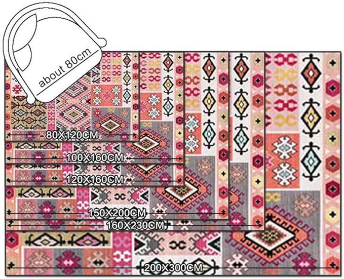 Vintage Boho Area Rugs Multicolor Ethnic Style Geometric Splicing Carpets Bedroom Living Room Kitchen Floor Mats Indoor Outdoor Non-Shedding Runner Rug Home Décor Carpet 1.6' X 2.6'