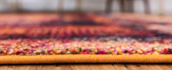 Unique Loom Estrella Collection Rustic, Distressed, Modern, Abstract Area Rug (3' 3 x 5' 3 Rectangular, Orange/Black)