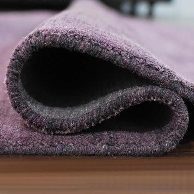 Hand Knotted Loom Wool ECO-Friendly Area Rugs - 10'x10', Octagon, Purple Color, Solid Plain Design, High Pile Handmade Anti Skid Area Rugs for Living Room, Bed Room (L00111)