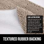 GORILLA GRIP Bath Rug Mat 30x20, Thick Soft Absorbent Chenille, Quick Dry Microfiber Mats, Rubber Backing Washable Shower Floor Rugs, US Designed Bathroom Bathmat Home Decor Accessories, Gray Beige